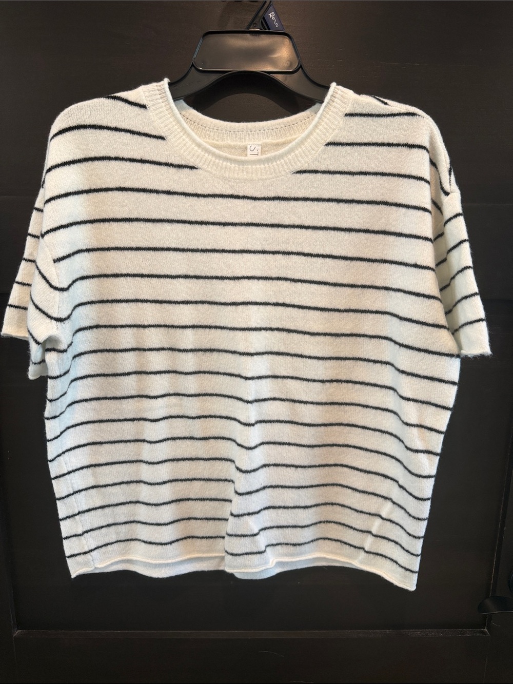 STYLUS White Sweater with Black Stripes